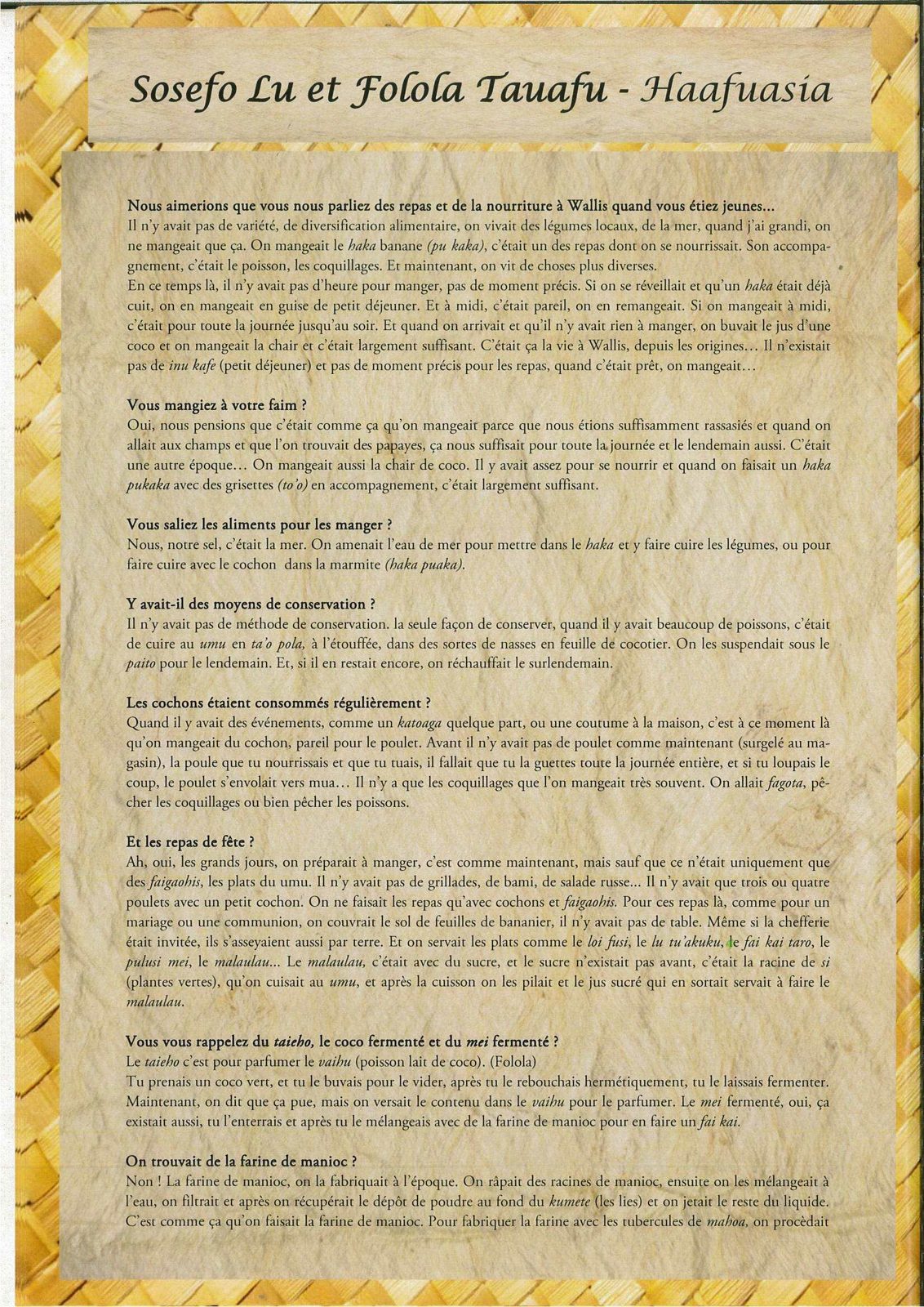 Photo : Saveurs de Wallis