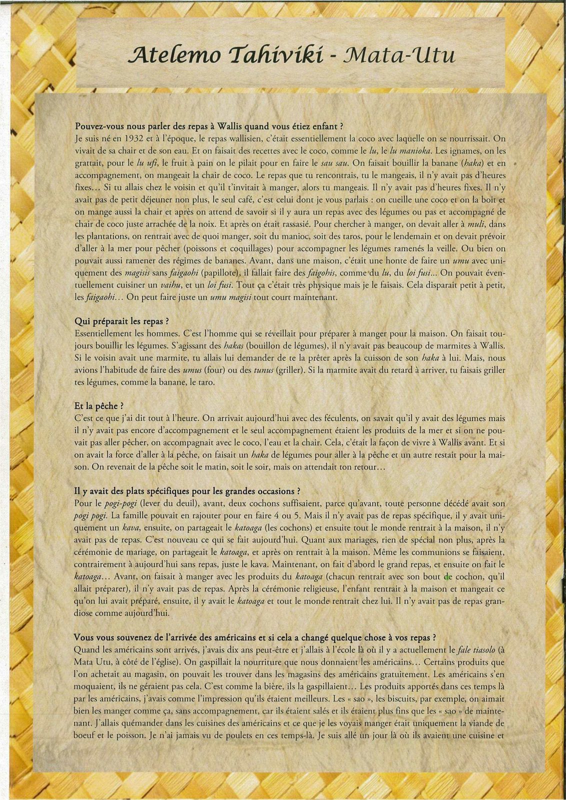 Photo : Saveurs de Wallis